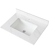 Legendstone 37 Inch Bathroom Vanity Top, Elegant White Sintered
